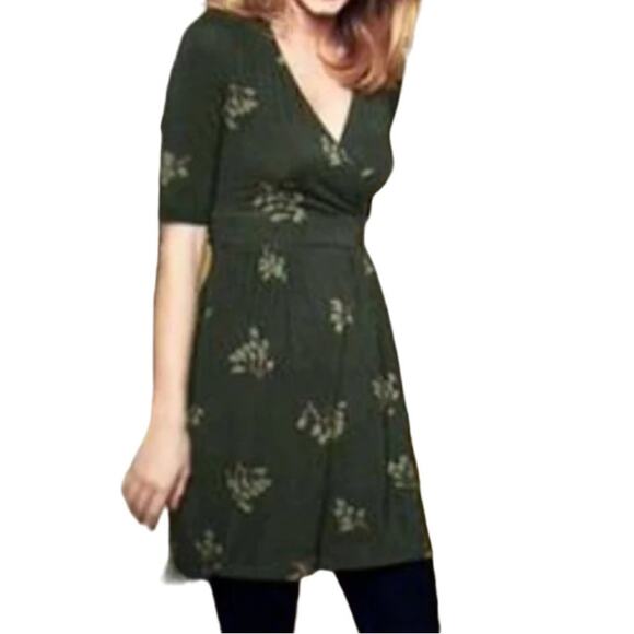 NEW BODEN Faux Wrap Botanical Print Jersey Knit Dress in Gray SZ 2 - Picture 11 of 11